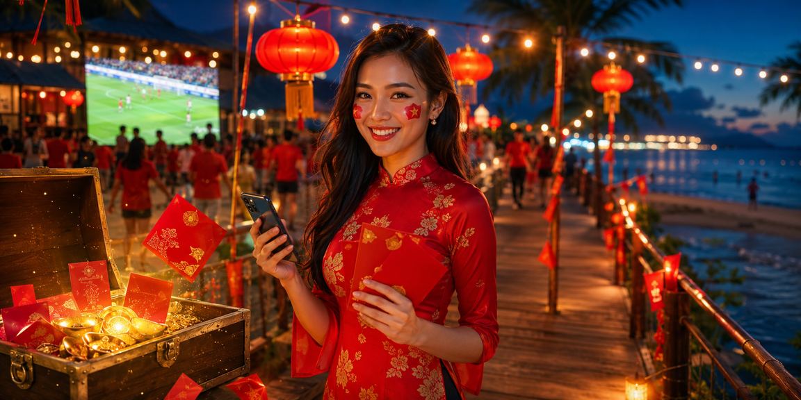 Người chơi nhận phong bì đỏ tại chợ đêm Phú Quốc trong không khí lễ hội
