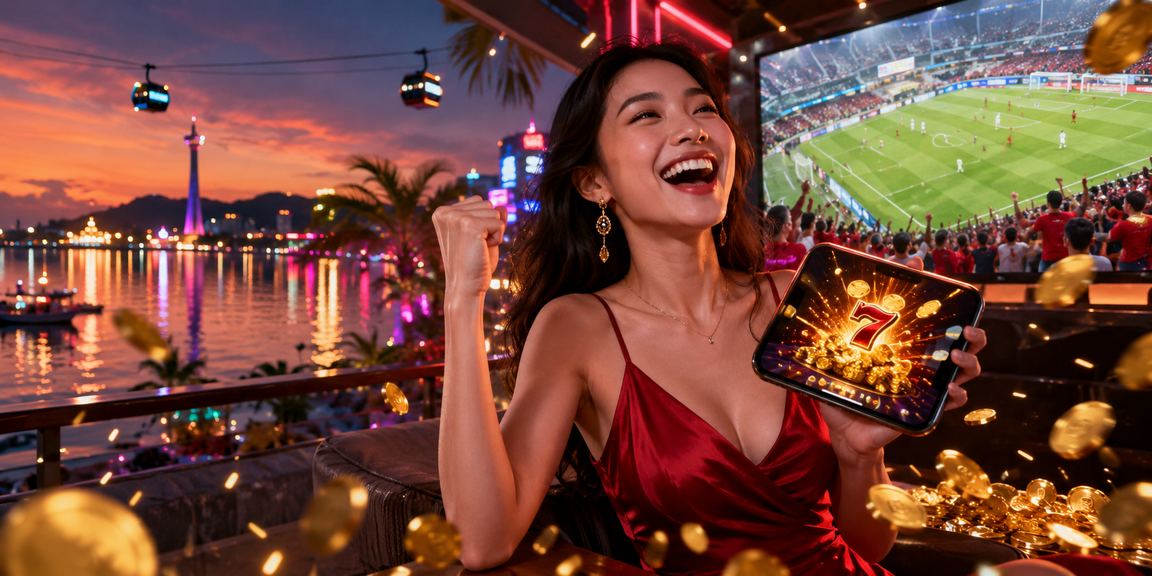 Màn hình slot game neon sôi động tại khu nghỉ dưỡng Phú Quốc